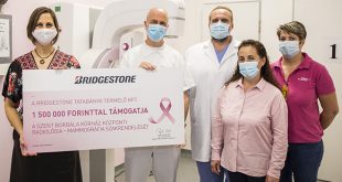 A mellrák elleni küzdelemnek szentelt kampánya részeként a Bridgestone Tatabánya Kft. összesen 1,5 millió forintot adományozott a Szent Borbála Kórház Központi Radiológia – Mammográfia szakrendelésének.