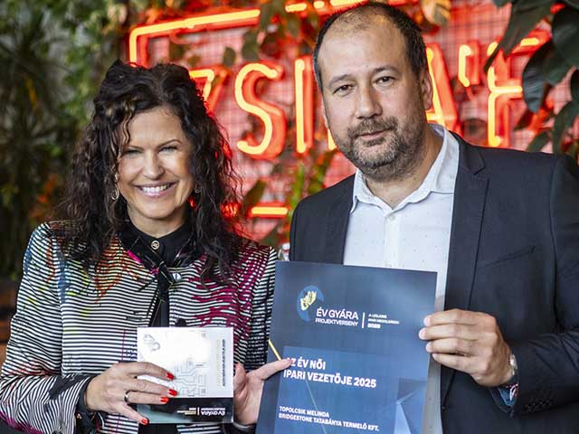 A női vezető kategóriában az elismerést idén Topolcsik Melinda, a Bridgestone Tatabánya Termelő Kft. ügyvezető igazgatója vehette át.