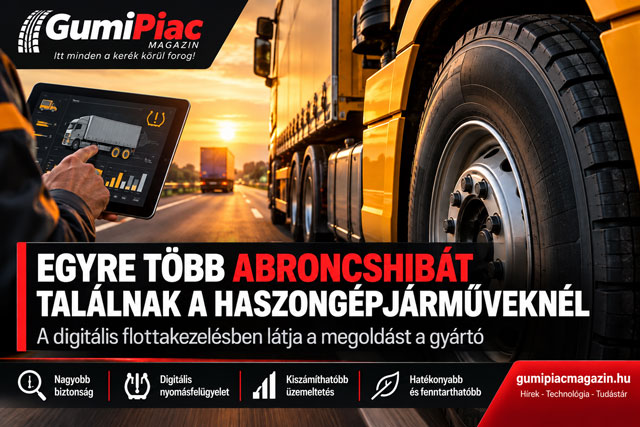Continental teherautó-abroncs és digitális flottakezelés, amely a haszongépjárművek abroncsainak ellenőrzését szemlélteti.